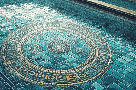 游泳池的复杂瓷砖背景图片