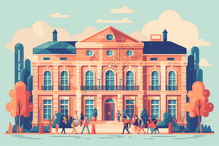 色彩鲜艳的学校建筑背景图片