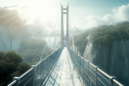 现代的悬索桥设计高清图片