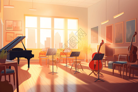 音乐教室素材音乐教室的乐器插画