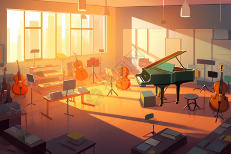 音乐教室素材音乐教室背景插画