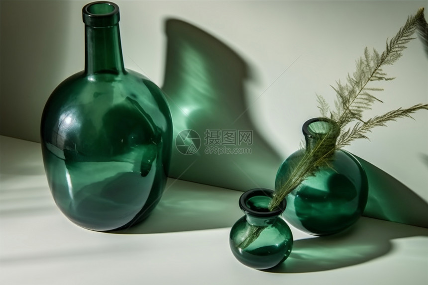 静物绿色花瓶图片