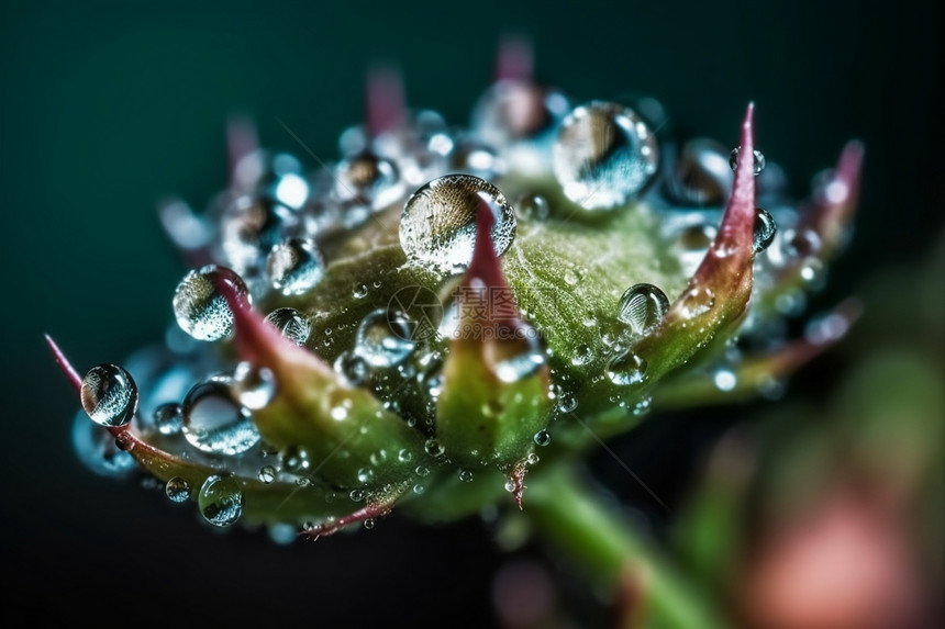 植物上的水滴微距图片