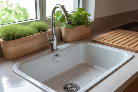 浴室窗台厨房的水龙头设计图片
