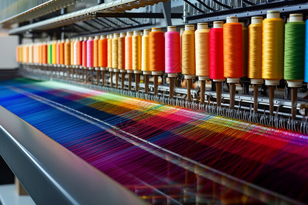 彩色纤维彩色纱线纺织出漂亮的纺织品背景