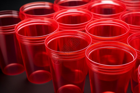 红色一次性塑料杯特写背景图片