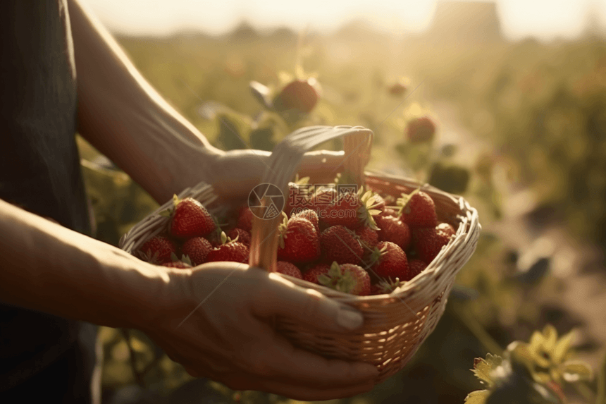 一篮子新鲜草莓图片