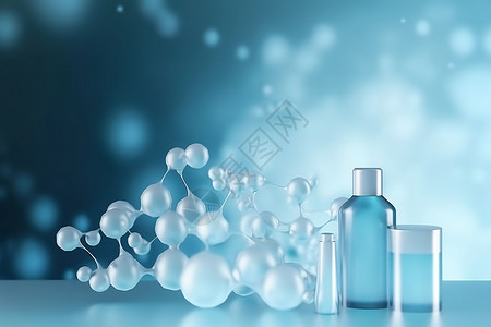 蓝色分子化妆品背景图片