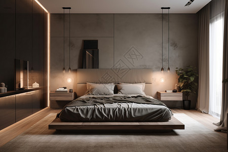 北欧风格的卧室背景图片