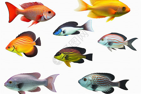 水族馆鱼色彩鲜艳的热带鱼设计图片