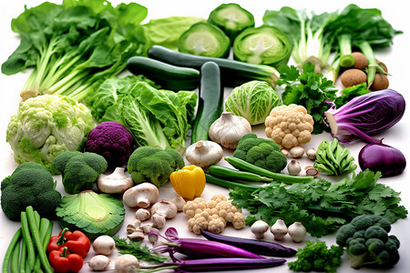 不同种类的蔬菜被排列在一起图片