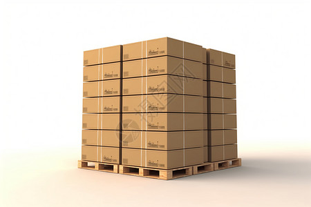 棕色木板物流中心的棕色货箱设计图片