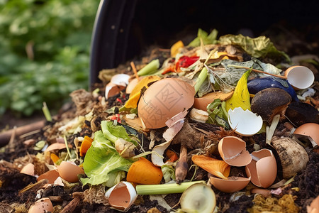 垃圾堆肥适合堆肥的有机厨余垃圾背景