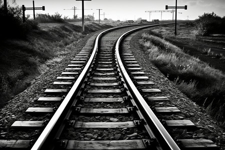 铁路的黑白图像背景