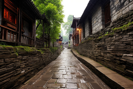 文目路乡村古建筑背景