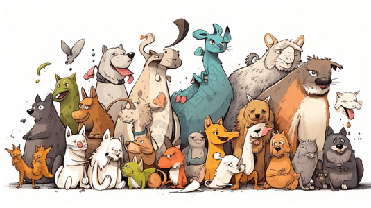 一群动物背景图片