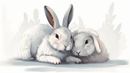 兔子拥抱在一起图片