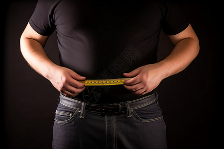 肥胖男人测量腰围图片