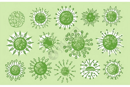 细胞生物学人体病毒图标的插图插画