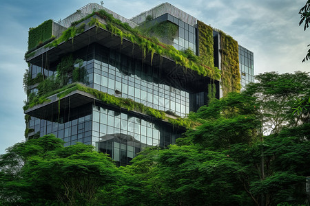 城市建筑中的绿化图片