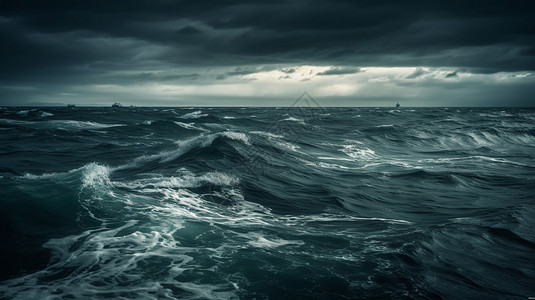 海啸海浪波涛汹涌的大海设计图片