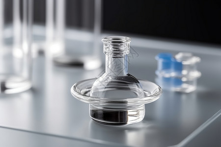 透明液体玻璃盘实验室背景图片