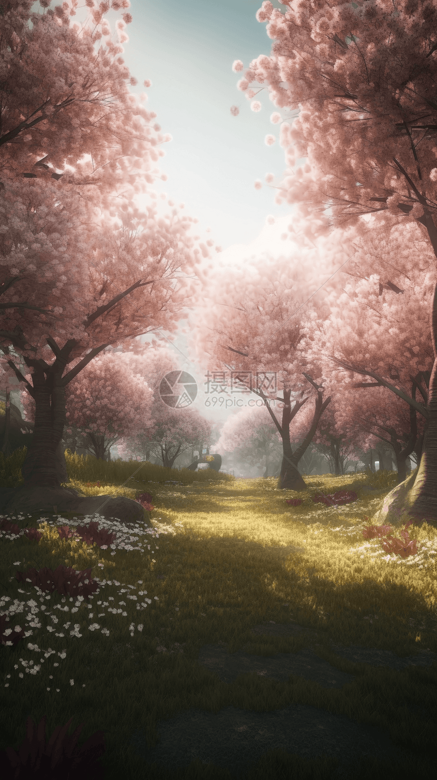 樱花花园背景图片