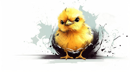 孵化小鸡鸡从鸡蛋中孵化出来插画