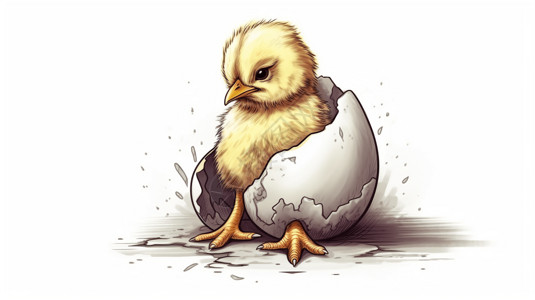 孵化小鸡可爱的小鸡插画