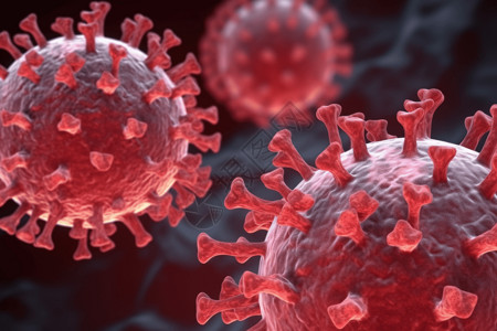 红色冠状病毒图片