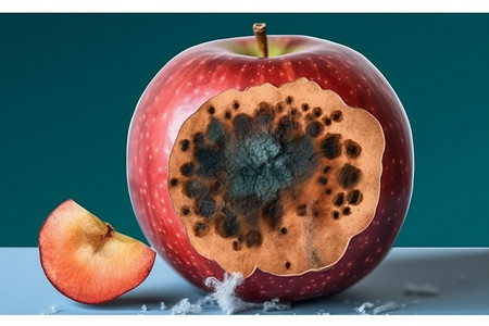 一半苹果发霉变质的苹果设计图片