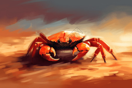 螃蟹横穿沙滩背景图片