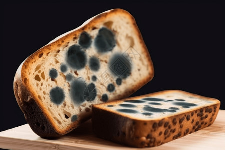 切开的变质面包高清图片