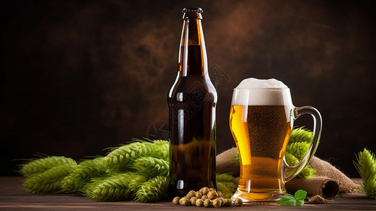 啤酒透明素材经典小麦啤酒背景