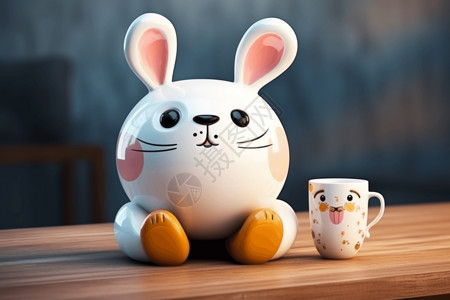 卡通兔子玩具兔子马克杯背景