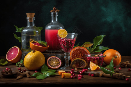 水果和香料用于制作鸡尾酒高清图片
