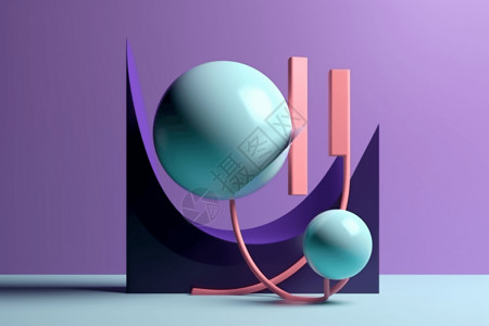 圆形底座绿色球体在紫色底座上设计图片