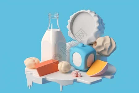 装着牛奶的奶瓶营养食品牛奶设计图片