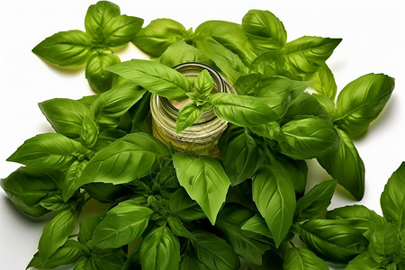 绿色草药自然芳香的草药护肤品设计图片