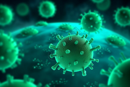 绿色病毒细胞浮动图片