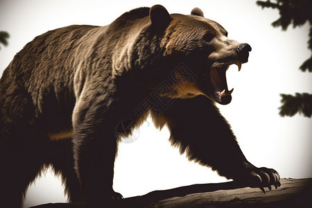 张牙舞爪的大黑熊背景图片