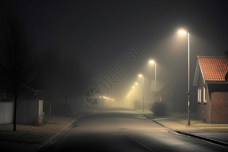 晚上路灯闪亮的街道晚上有路灯的街道背景