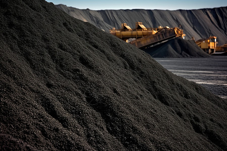 山推推土机制造漆黑的煤炭山背景