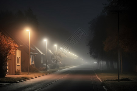 农村路灯农村的夜晚街道背景