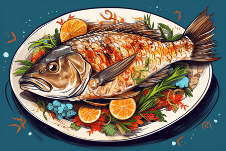 经典菜系中国传统的新年菜插画