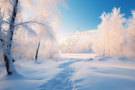 树林中的雪景图片