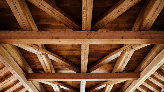 木天花板建筑内的的木质天花板背景