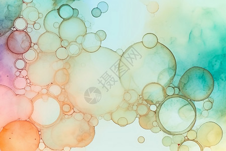 抽象气泡水彩背景图片