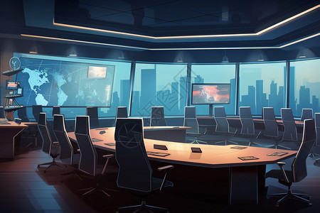 智能会议室配备最新技术的会议室插图插画