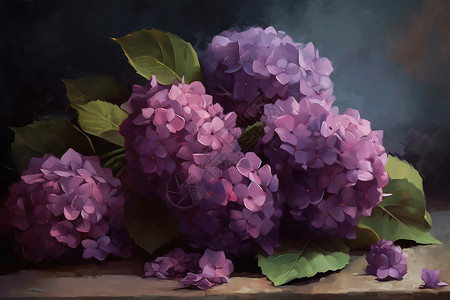 紫色绣球花的插画图片